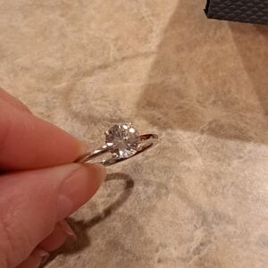 Lab created white sapphire sterling silver ring